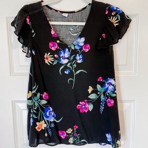 Old navy black floral blouse - S